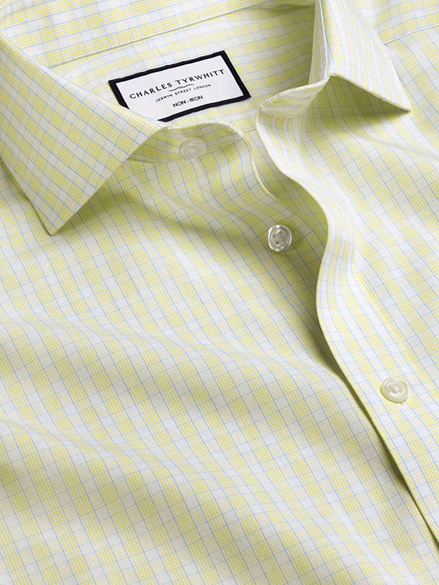 Charles Tyrwhitt Key Check Non-Iron Poplin Shirt, Lemon