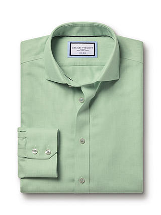 Charles Tyrwhitt Non-Iron Mayfair Textured Dobby Weave Shirt, Light Green