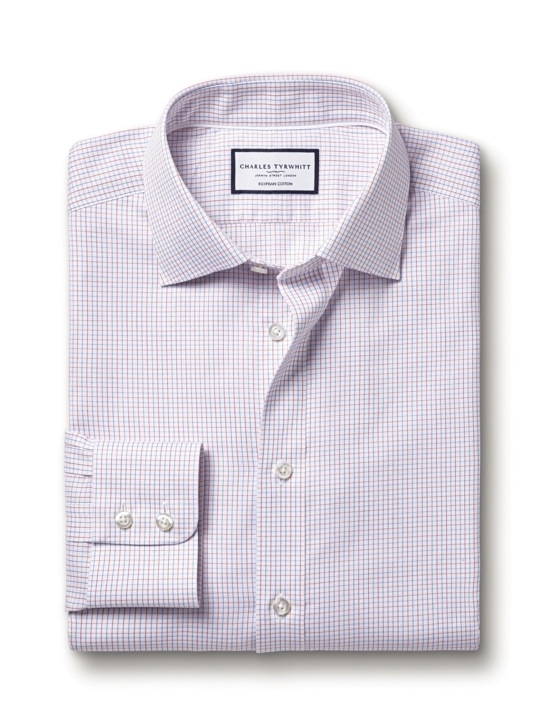 Buy Charles Tyrwhitt Cotton Twill Check Shirt, Red/Multi Online at johnlewis.com