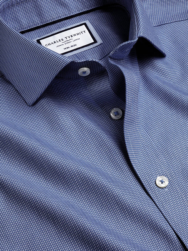 Charles Tyrwhitt Non-Iron Mayfair Textured Dobby Weave Shirt, Cobalt Blue