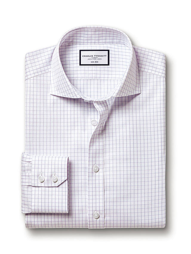 Charles Tyrwhitt Key Check Non-Iron Twill Shirt, Lilac