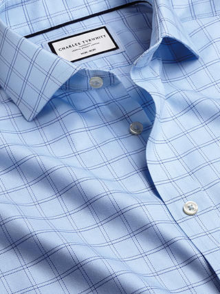 Charles Tyrwhitt Non-Iron Mayfair Weave Checked Shirt, Sky Blue