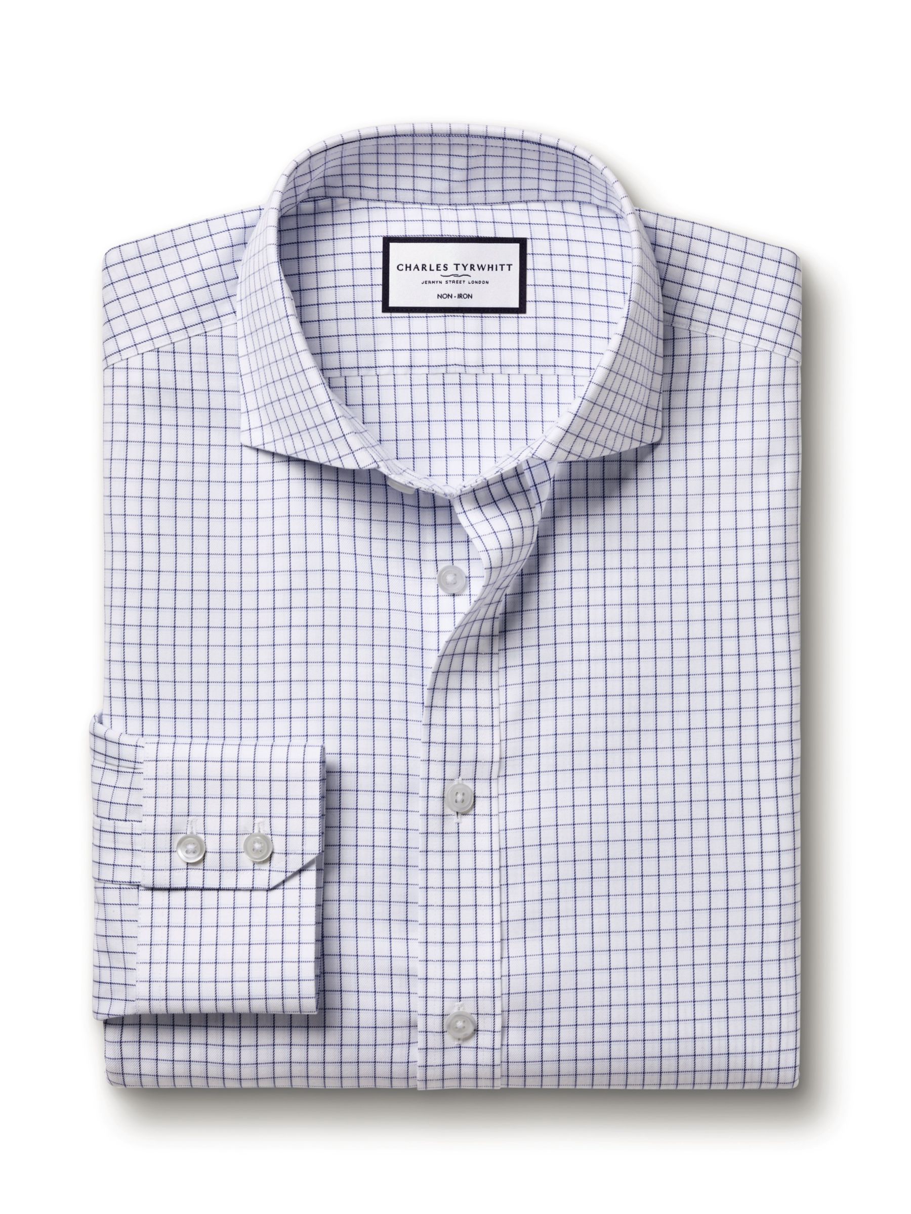 Charles Tyrwhitt Key Check Non-Iron Twill Shirt, Royal Blue, 14.5 33