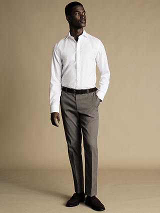 Charles Tyrwhitt Smart Texture Classic Fit Trousers, Mocha