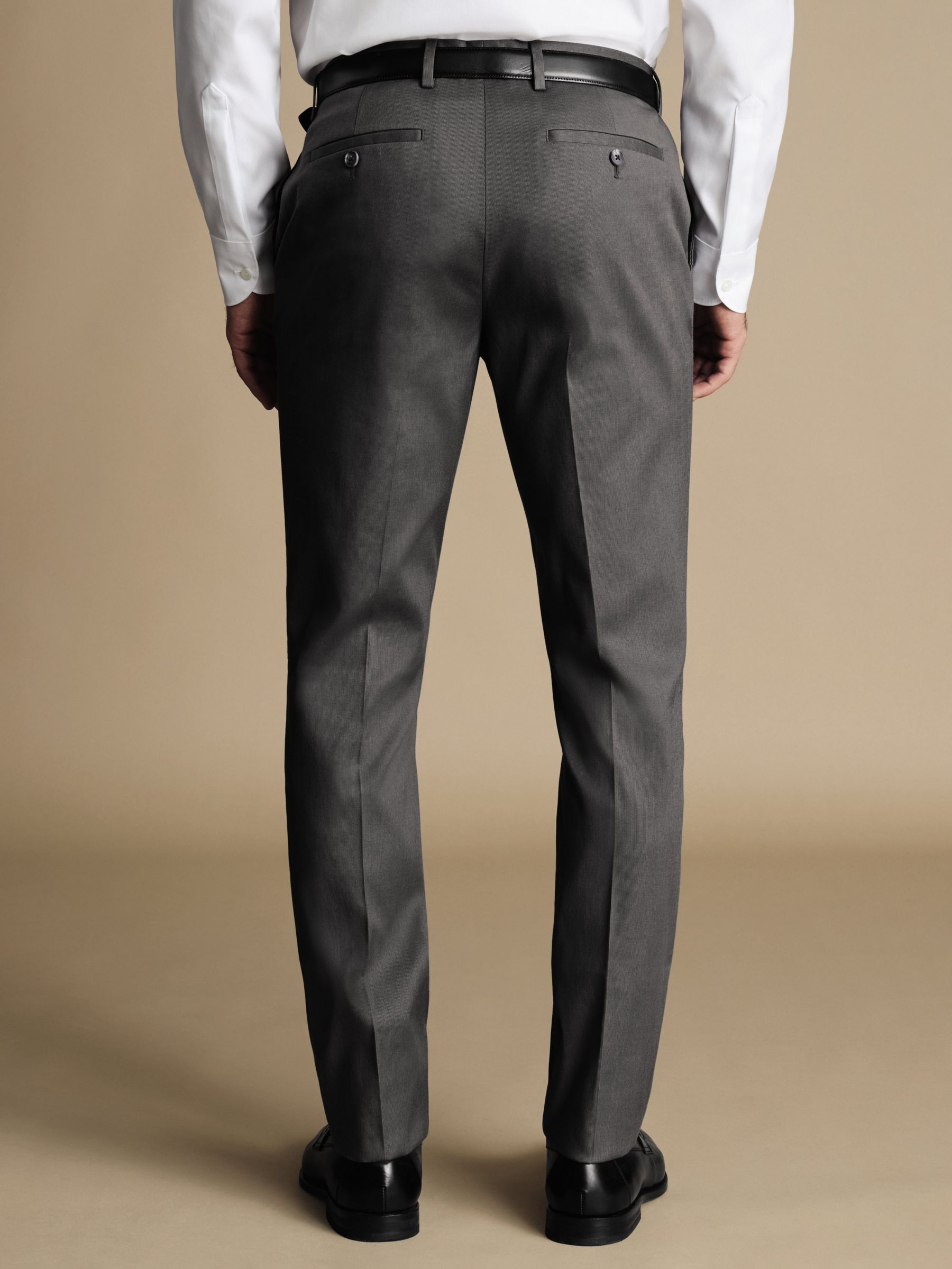 Charles Tyrwhitt Smart Texture Classic Fit Trousers, Charcoal Grey at ...