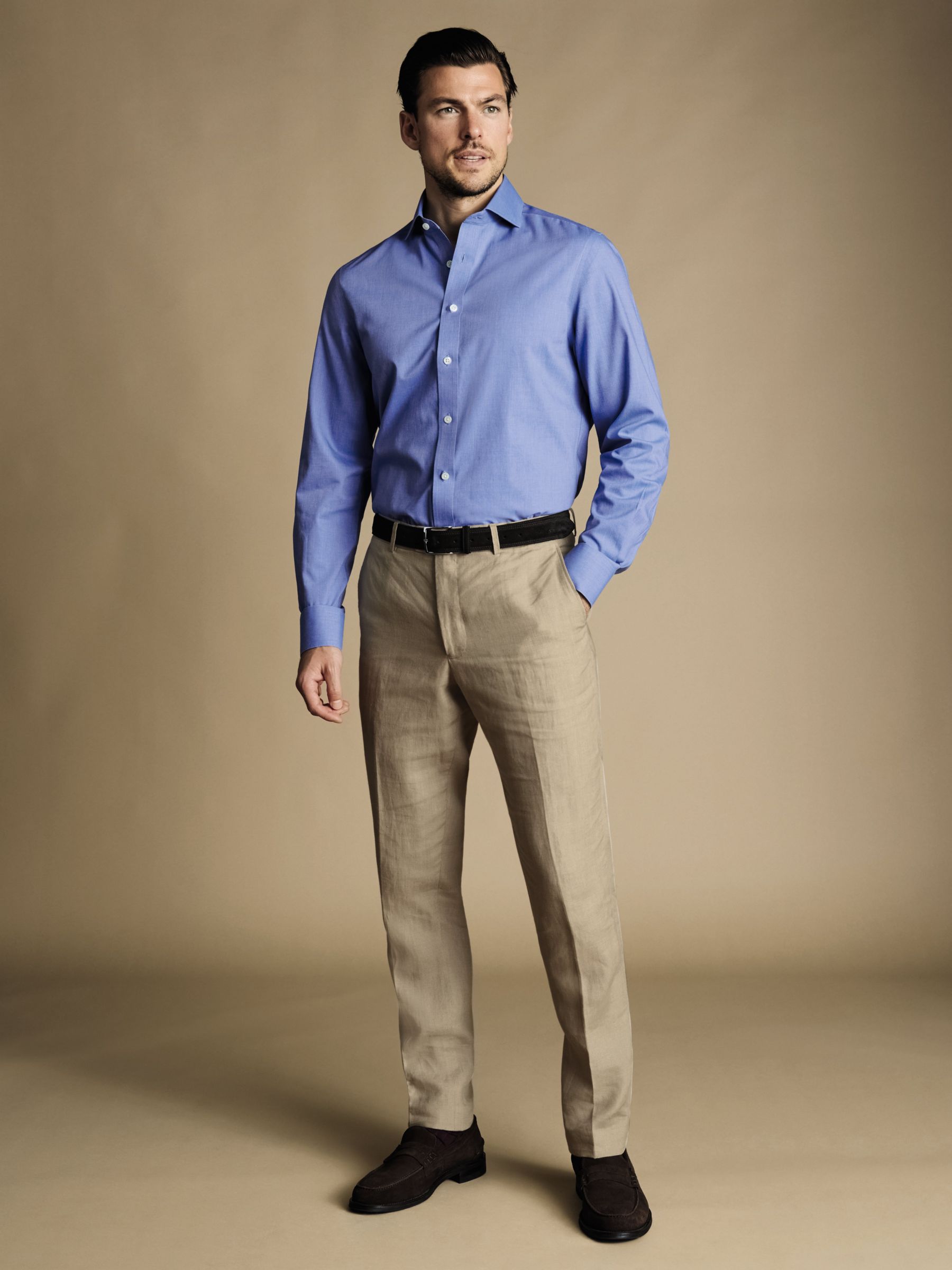 Buy Charles Tyrwhitt Linen Slim Fit Trousers, Taupe Online at johnlewis.com