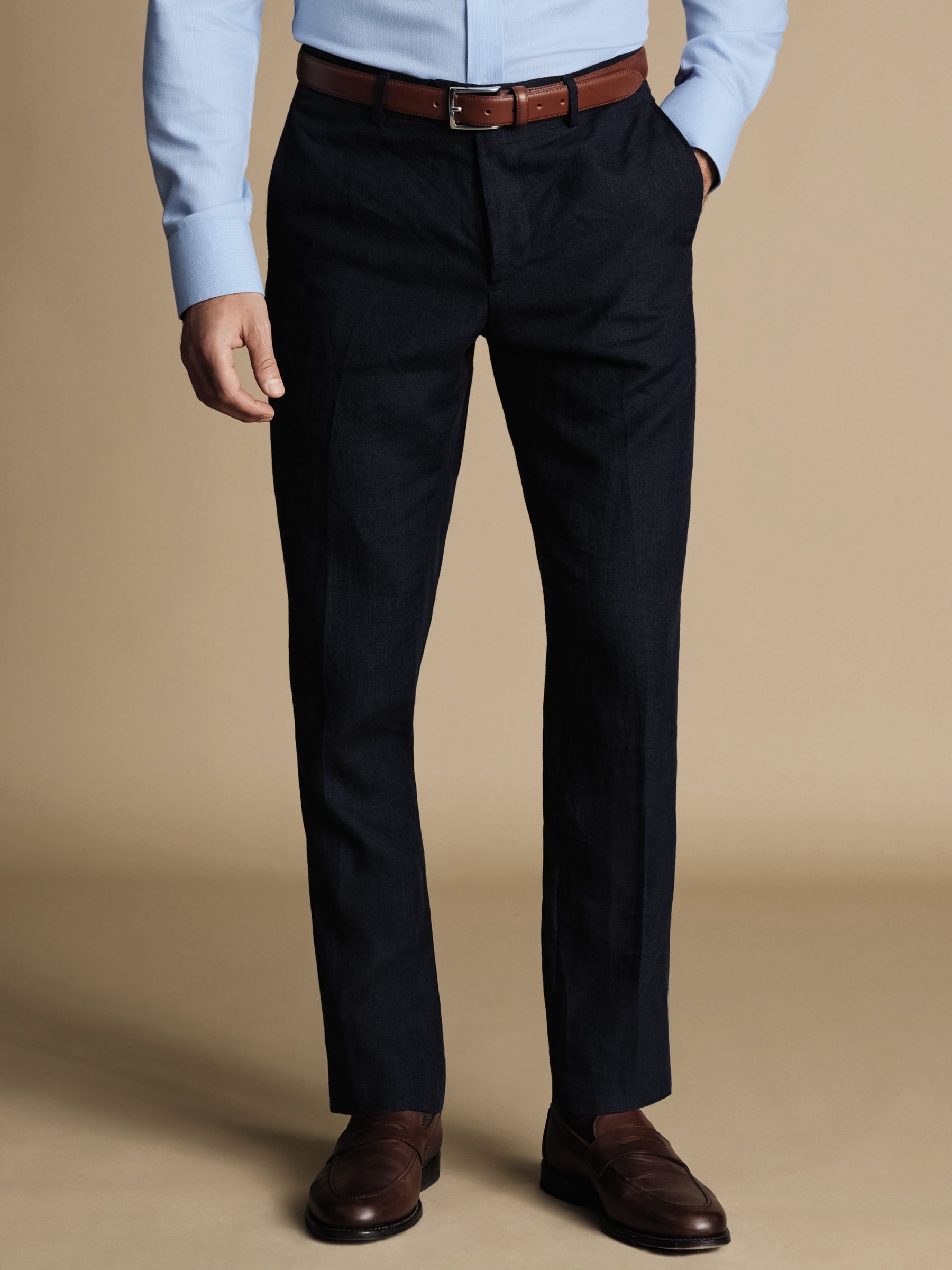 Buy Charles Tyrwhitt Slim Fit Linen Suit Trousers, Dark Navy Online at johnlewis.com