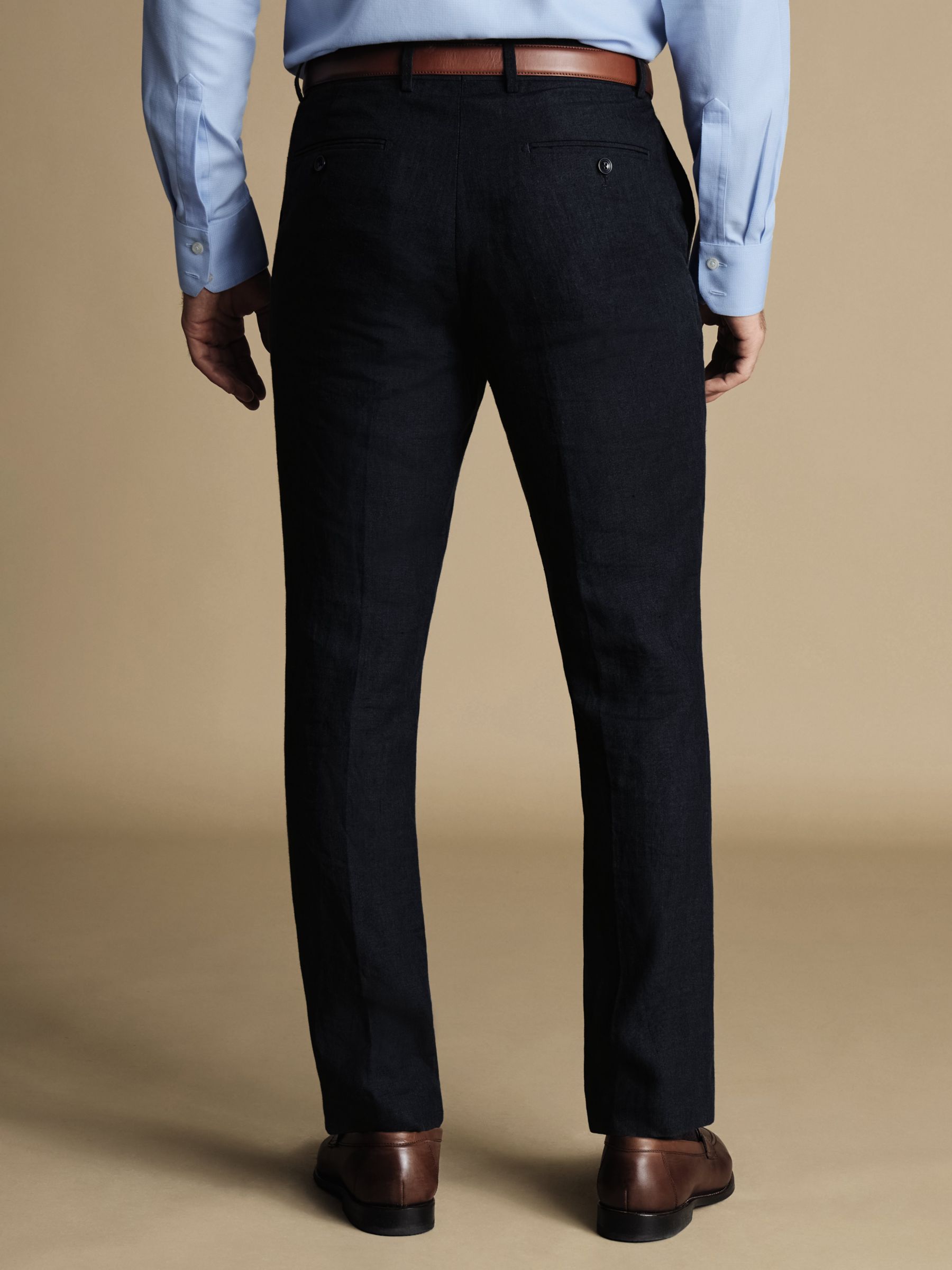Charles Tyrwhitt Slim Fit Linen Suit Trousers, Dark Navy, W34/L34
