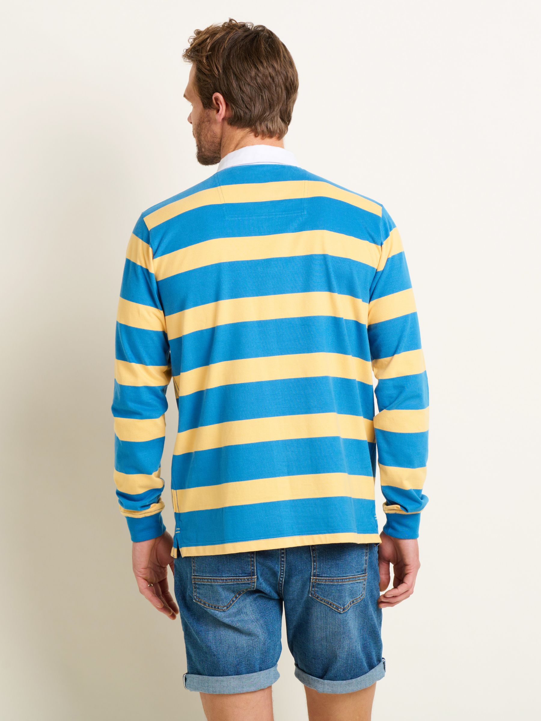 Brakeburn Striped Rugby Shirt, Blue/Multi, L