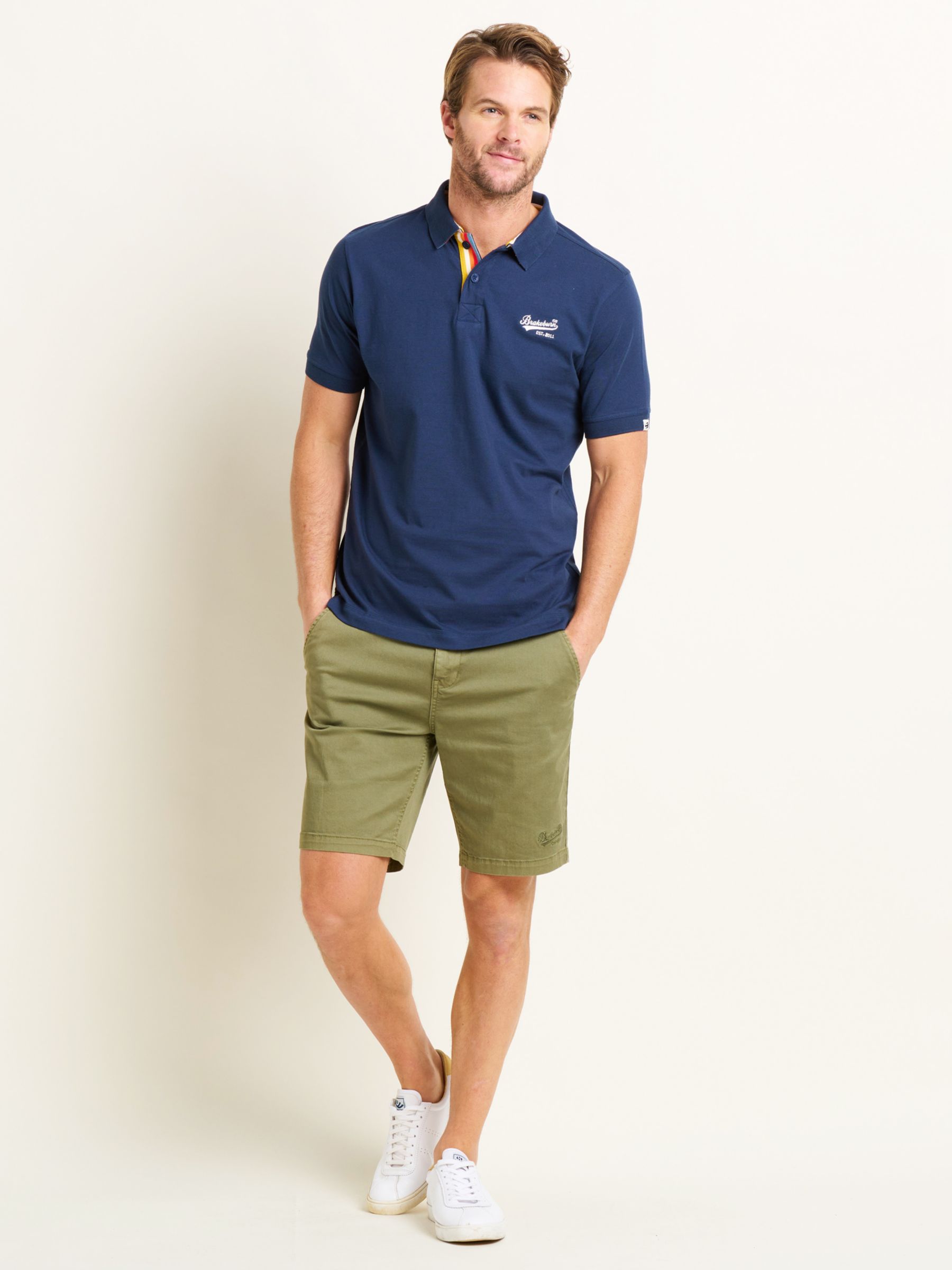 Brakeburn Cotton Polo Shirt, Navy, L