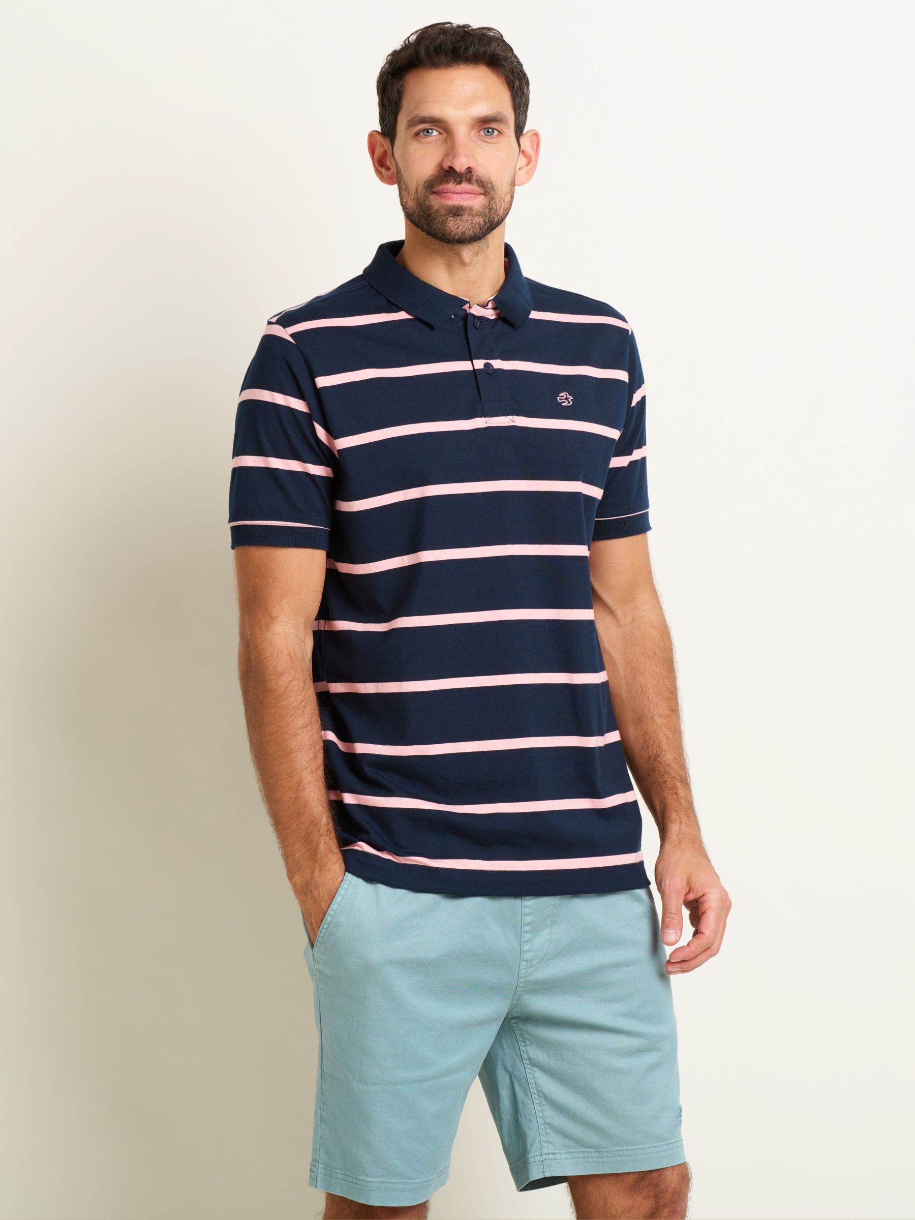 Buy Brakeburn Stripe Cotton Polo Shirt, Navy/Multi Online at johnlewis.com