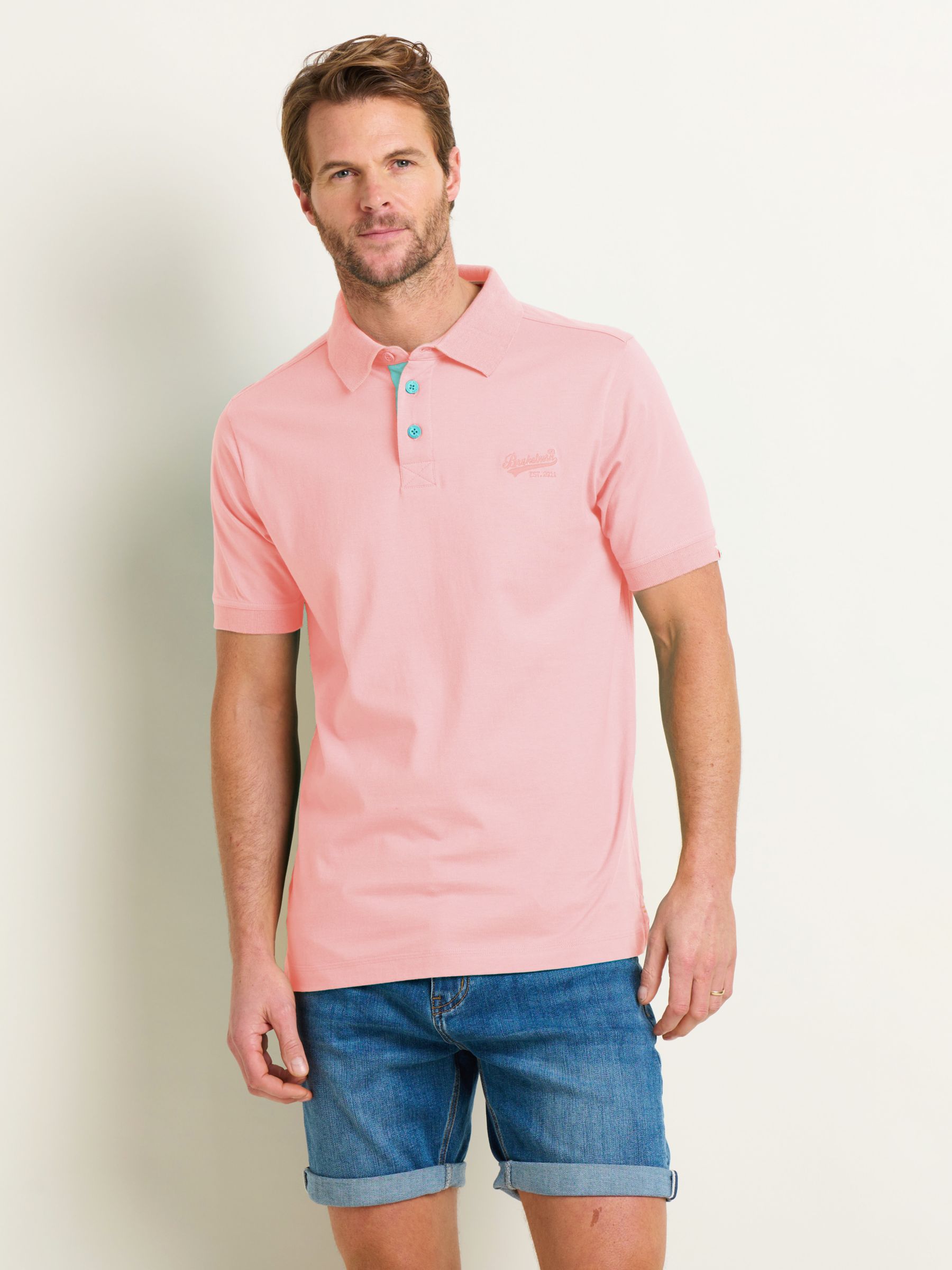 Brakeburn Plain Polo Shirt, Pink, L