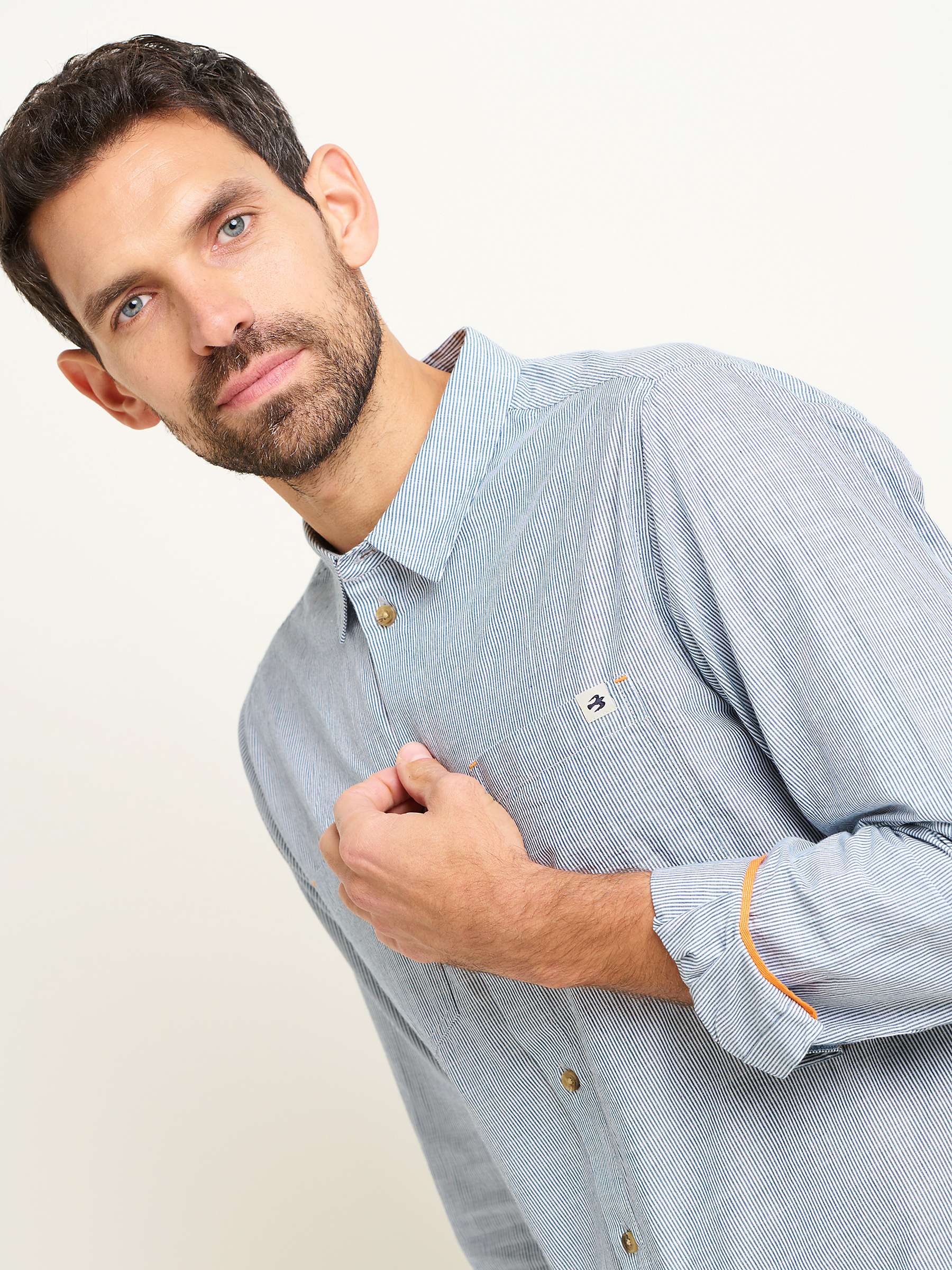 Buy Brakeburn Cotton Stripe Long Sleeve Shirt, Blue Online at johnlewis.com
