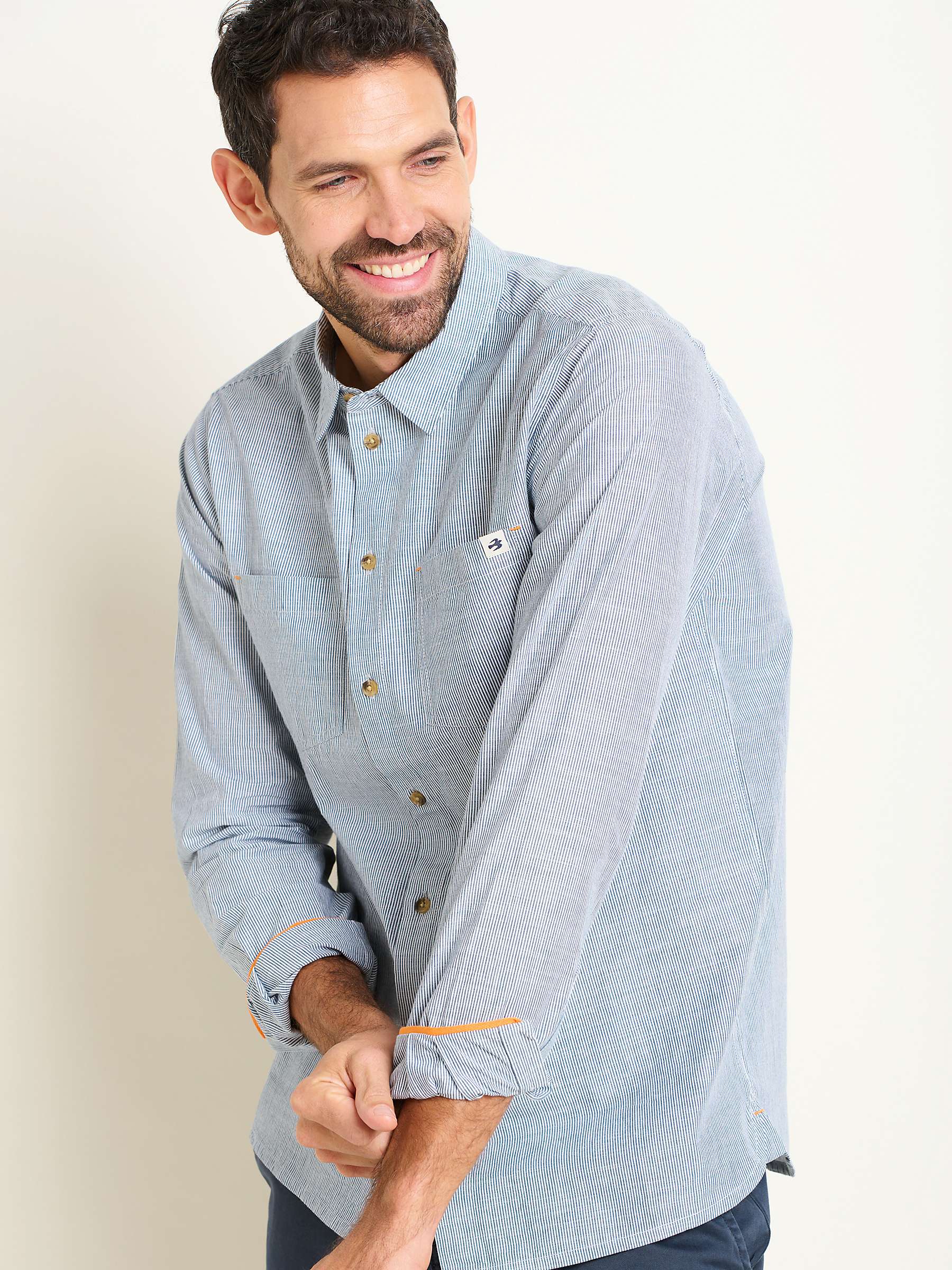 Buy Brakeburn Cotton Stripe Long Sleeve Shirt, Blue Online at johnlewis.com
