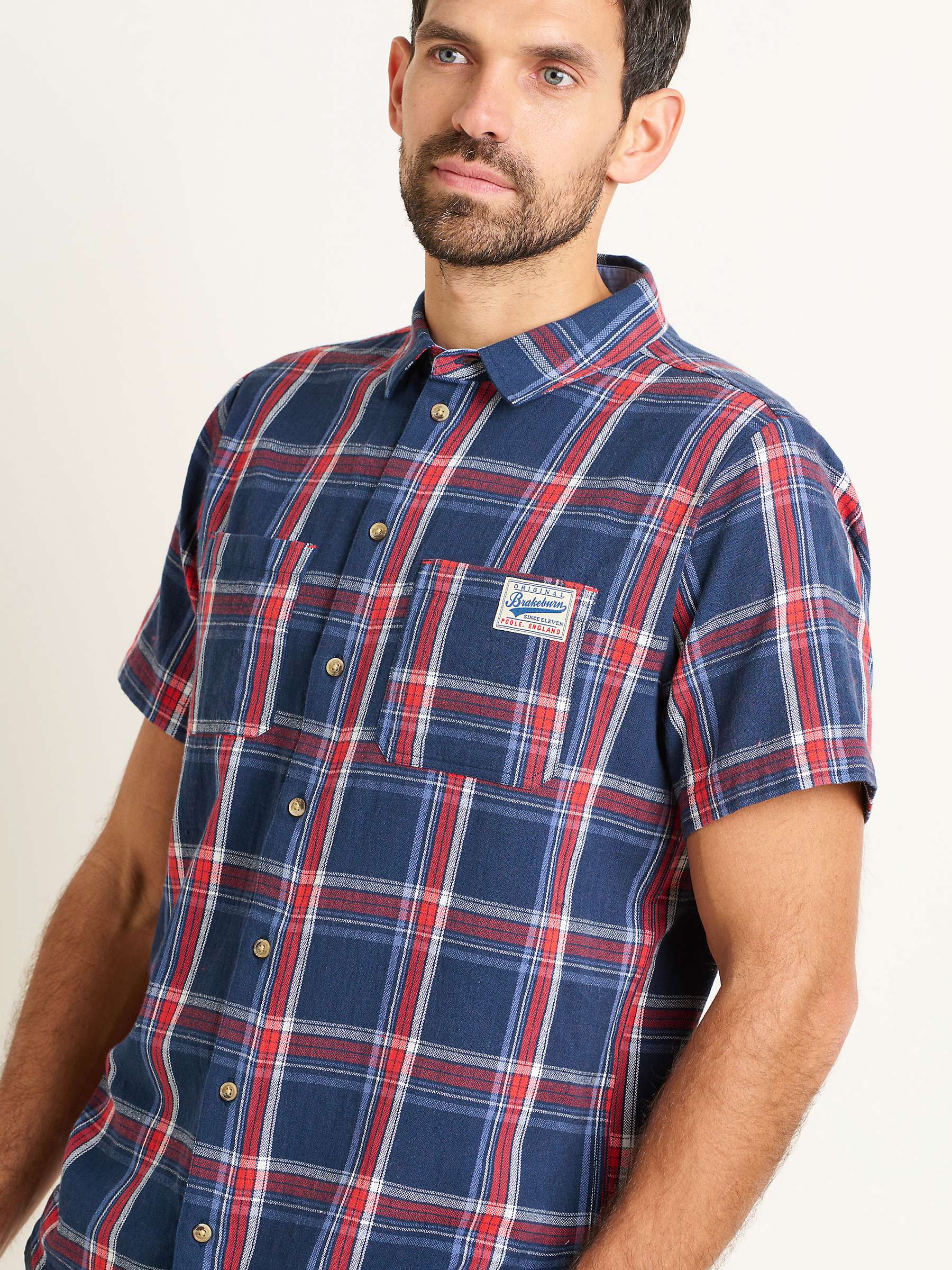 Buy Brakeburn Check Short Sleeve Shirt, Navy/Multi Online at johnlewis.com