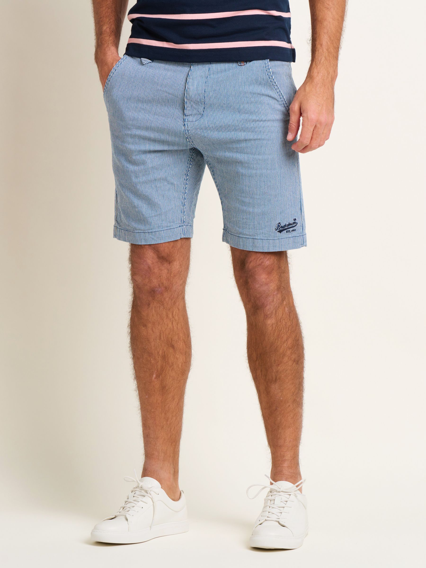 Brakeburn Stripe Chino Shorts, Blue/White, 32