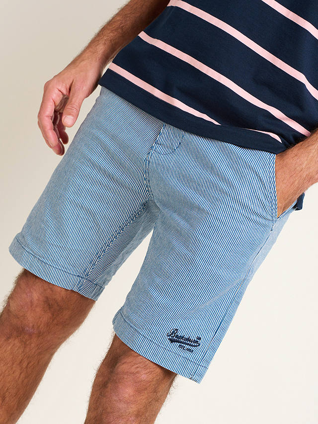 Brakeburn Stripe Chino Shorts, Blue/White