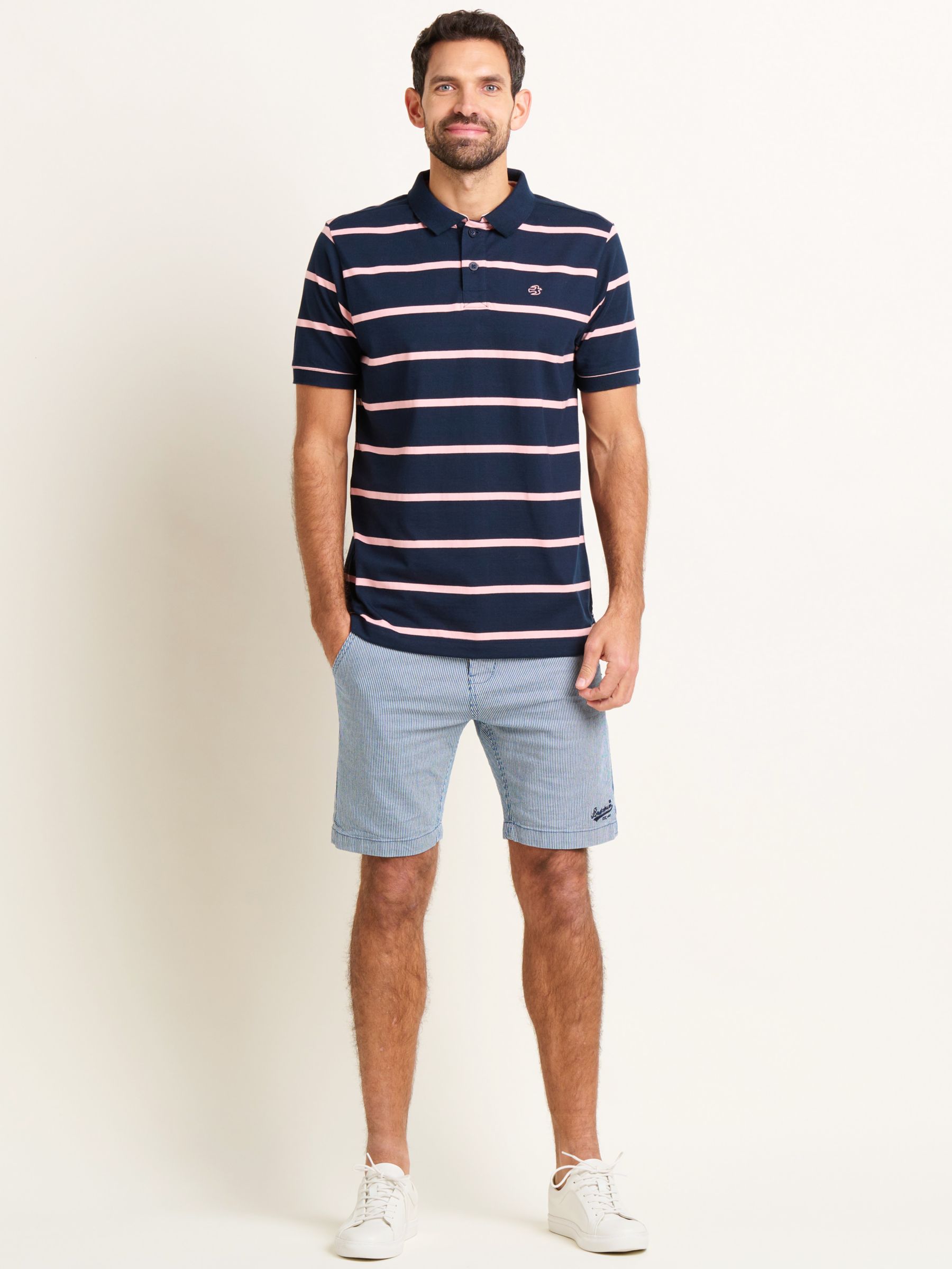 Brakeburn Stripe Chino Shorts, Blue/White at John Lewis & Partners