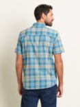 Brakeburn Check Cotton Short Sleeve Shirt, Blue/Yellow
