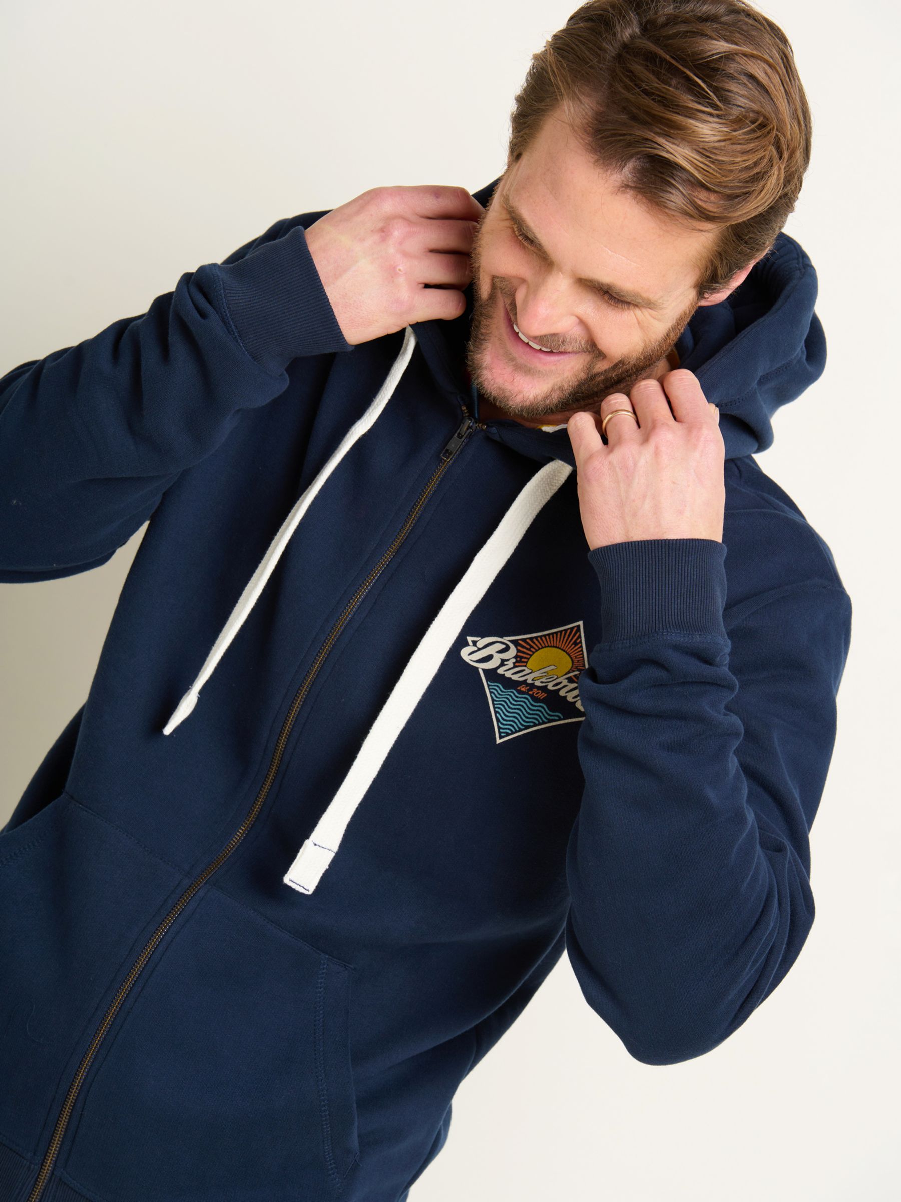 Buy Brakeburn Sunshine Graphic Zip Through Hoodie, Navy/Multi Online at johnlewis.com