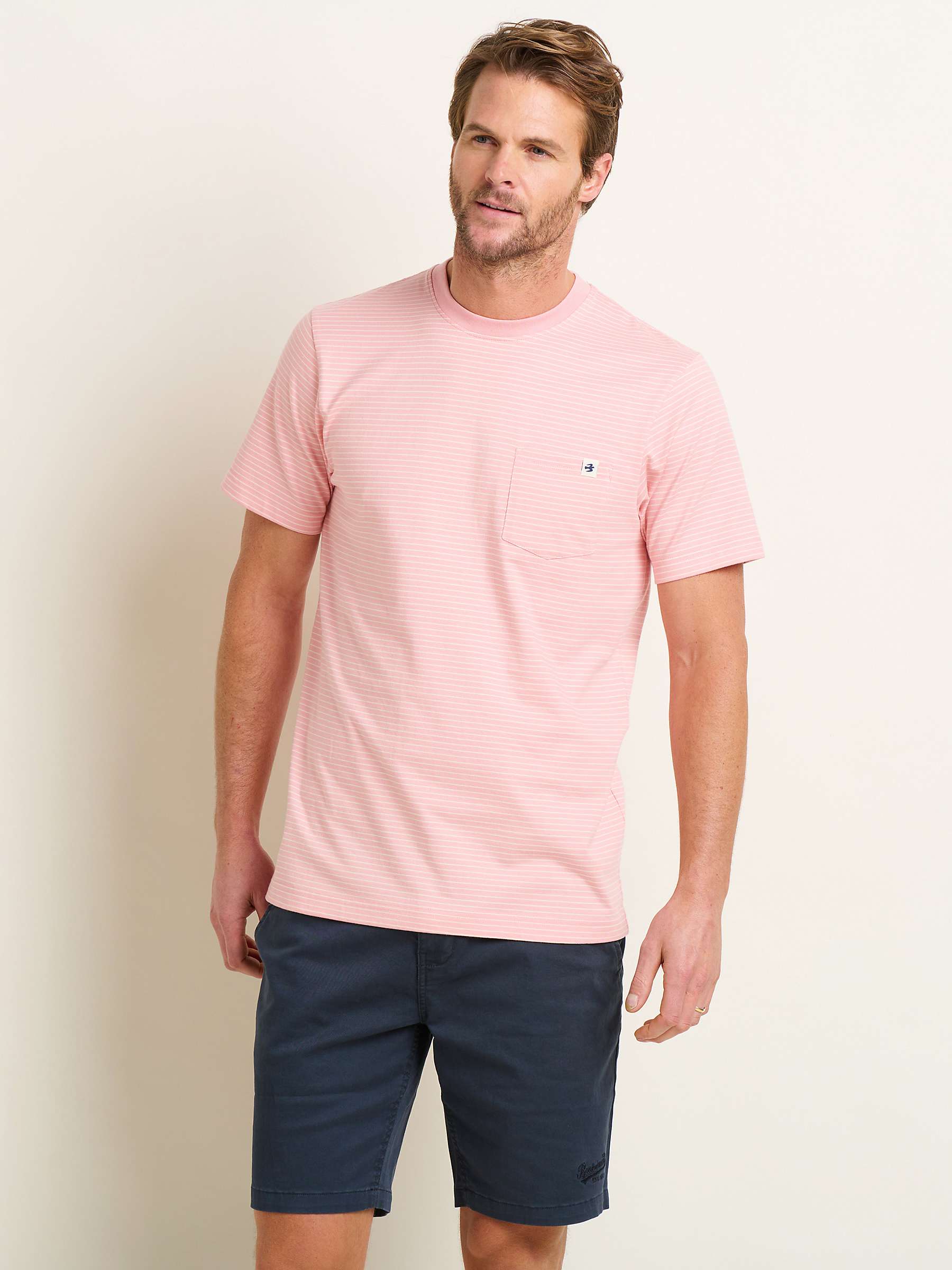 Buy Brakeburn Fine Stripe T-Shirt, Pink Online at johnlewis.com