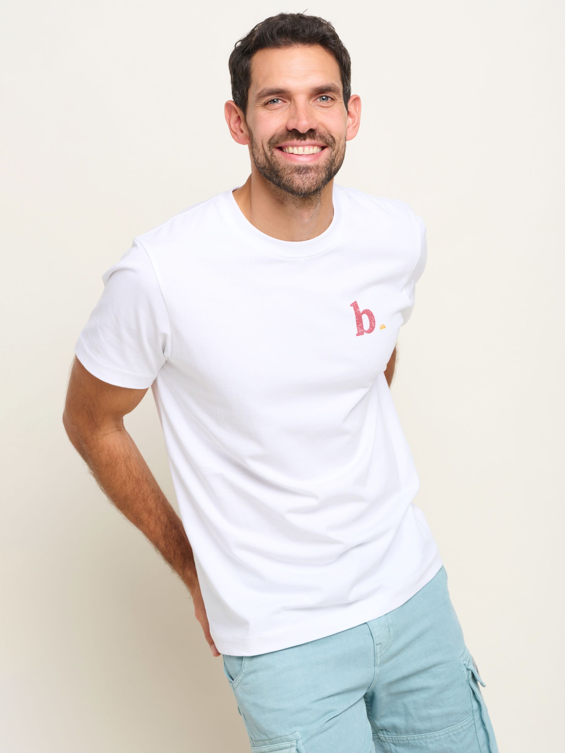 Brakeburn Logo Graphic T-Shirt, White at John Lewis & Partners