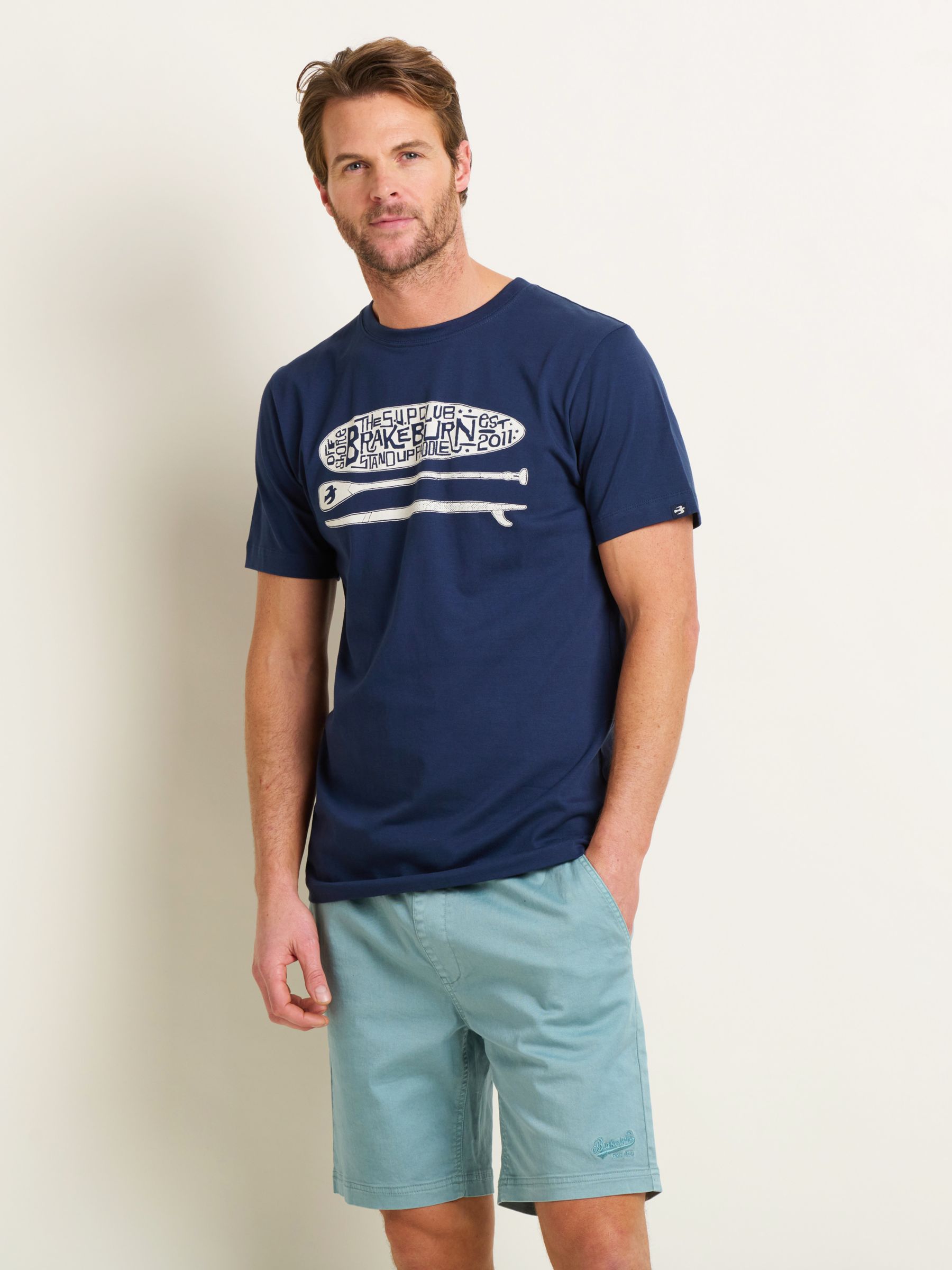 Brakeburn Sup Paddle Graphic T-Shirt, Navy, M
