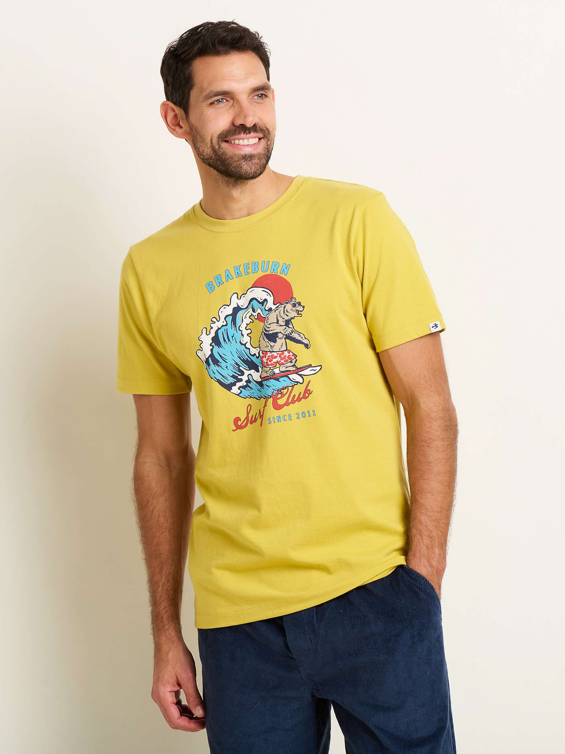 Buy Brakeburn Bear Cotton T-Shirt, Yellow Online at johnlewis.com