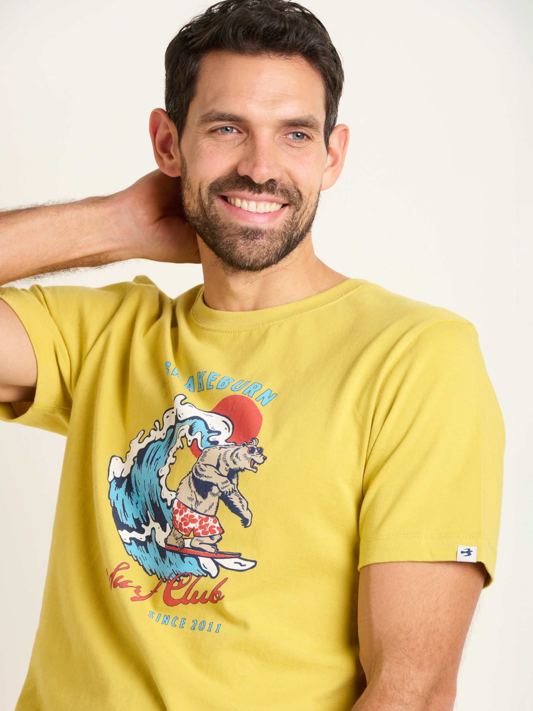 Brakeburn Bear Cotton T-Shirt, Yellow, S