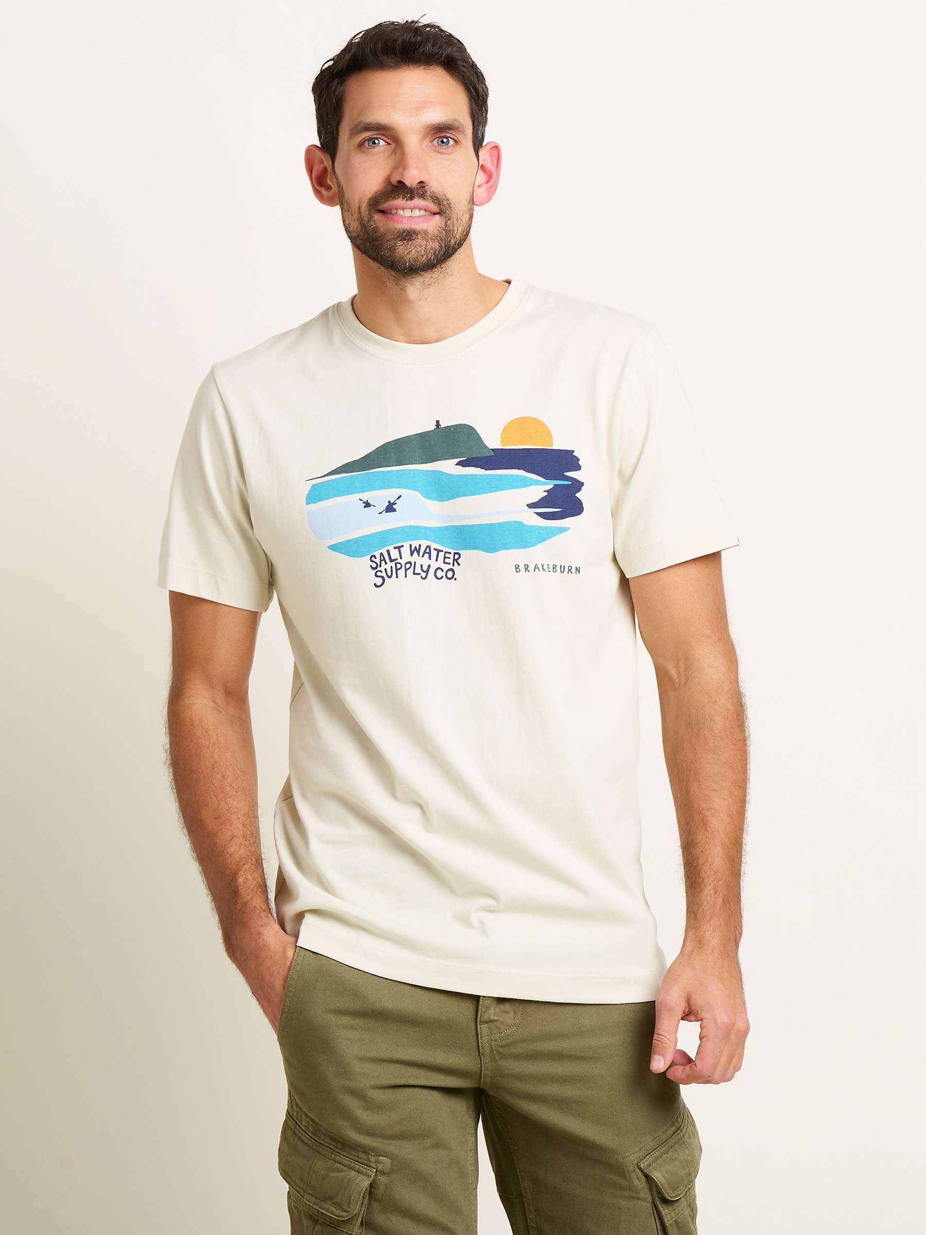 Buy Brakeburn Bay Cotton T-Shirt, Ecru Online at johnlewis.com