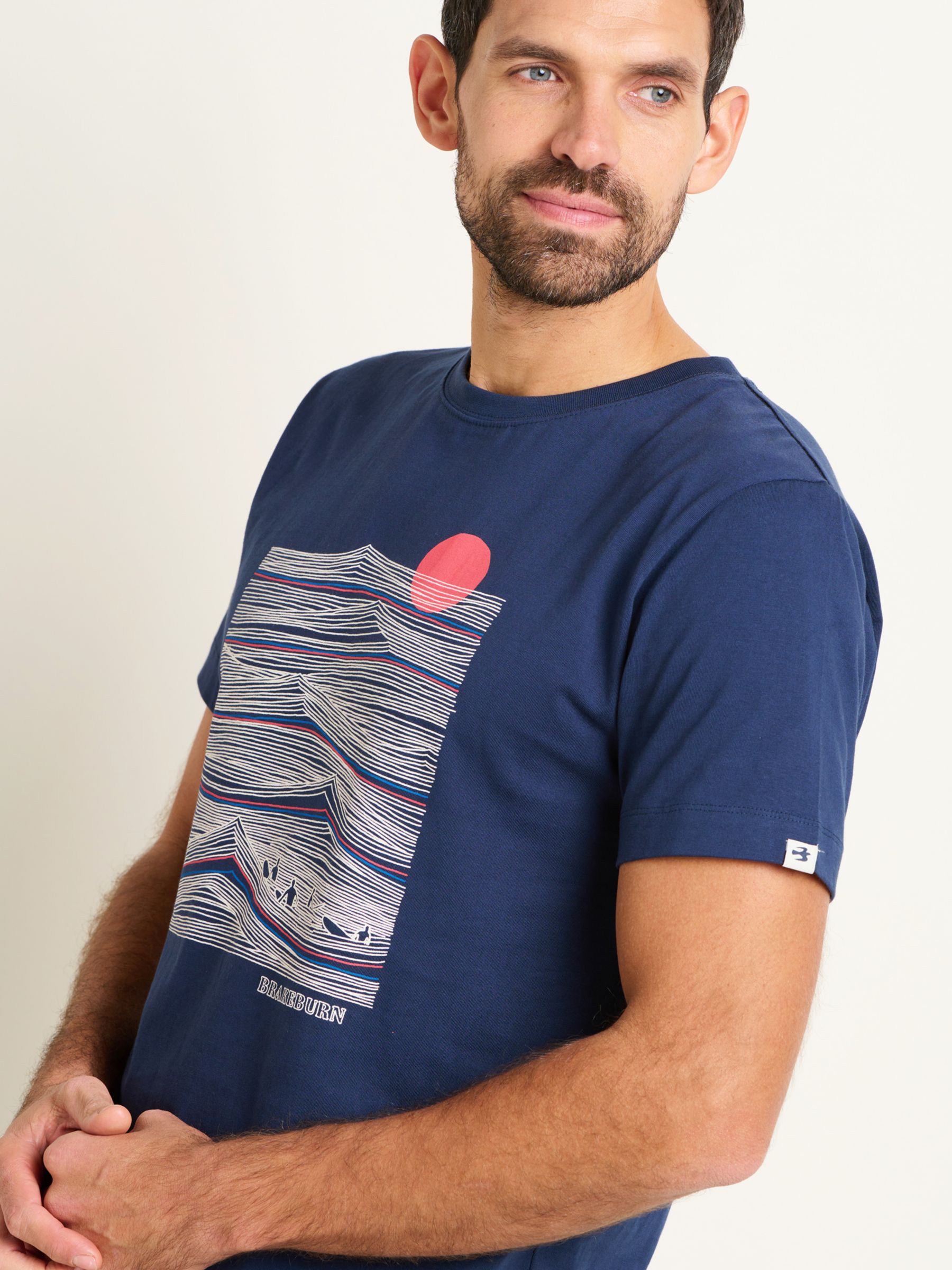 Buy Brakeburn Sitting Surfers T-Shirt, Navy/Multi Online at johnlewis.com