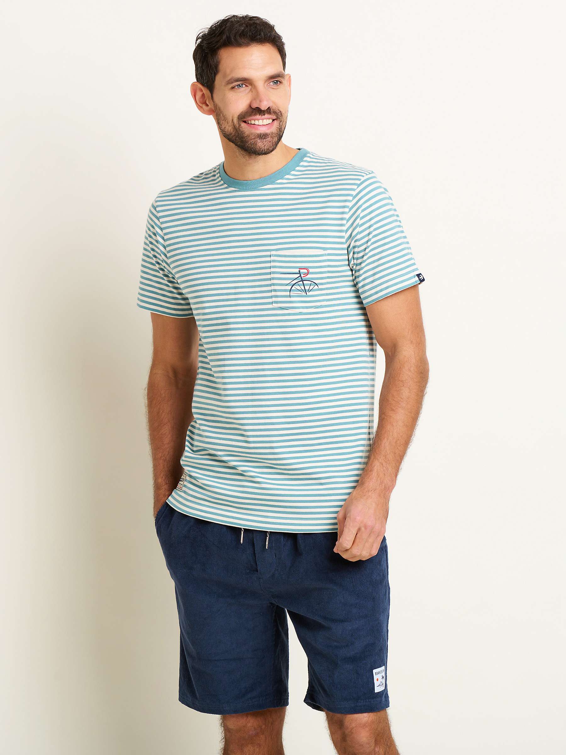 Buy Brakeburn Stripe Pocket T-Shirt, Blue Online at johnlewis.com