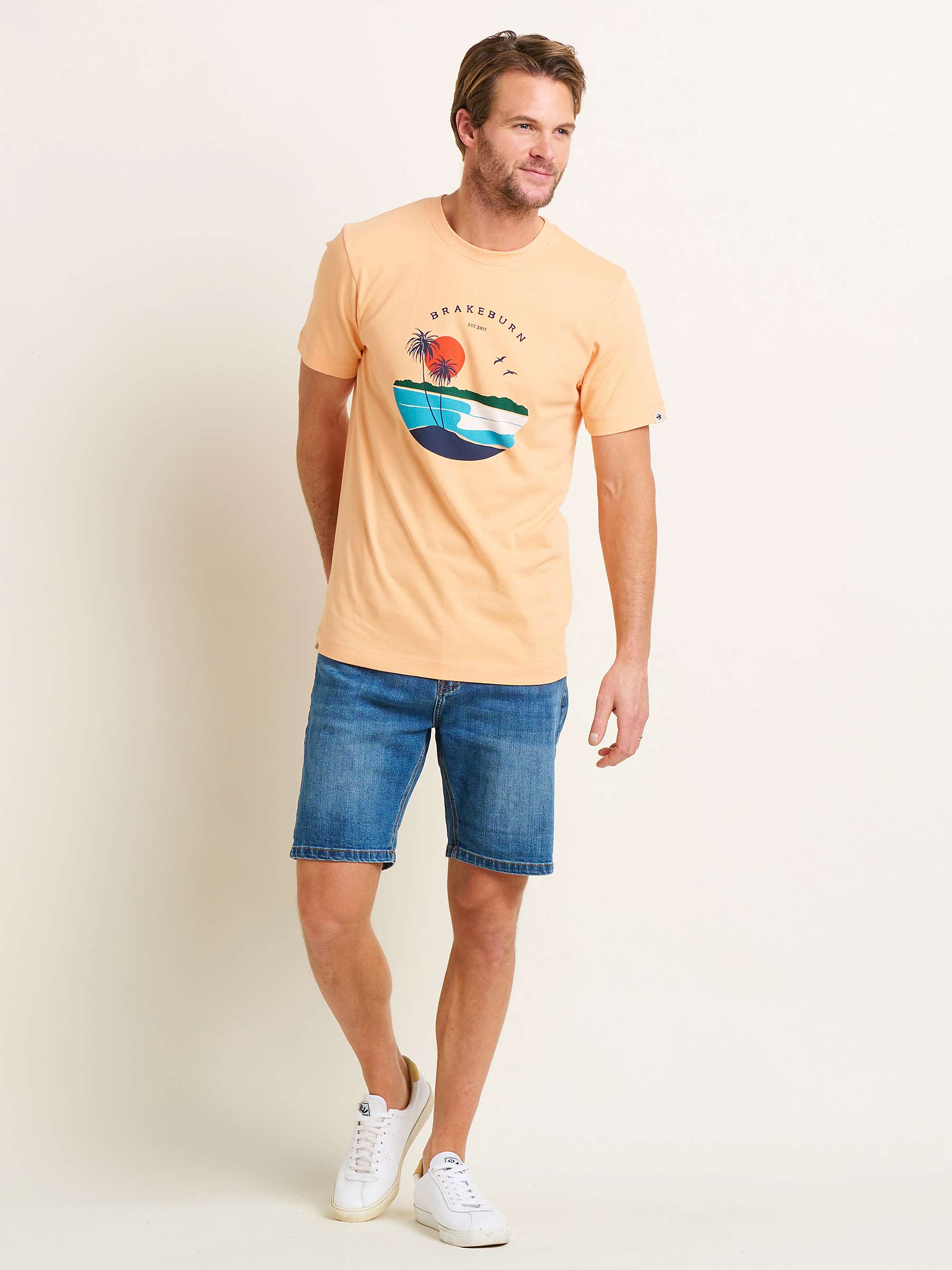 Buy Brakeburn Island Cotton T-Shirt, Orange/Multi Online at johnlewis.com