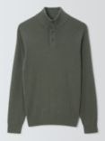 John Lewis Cotton & Cashmere Blend Button Neck Jumper, Seal Grey