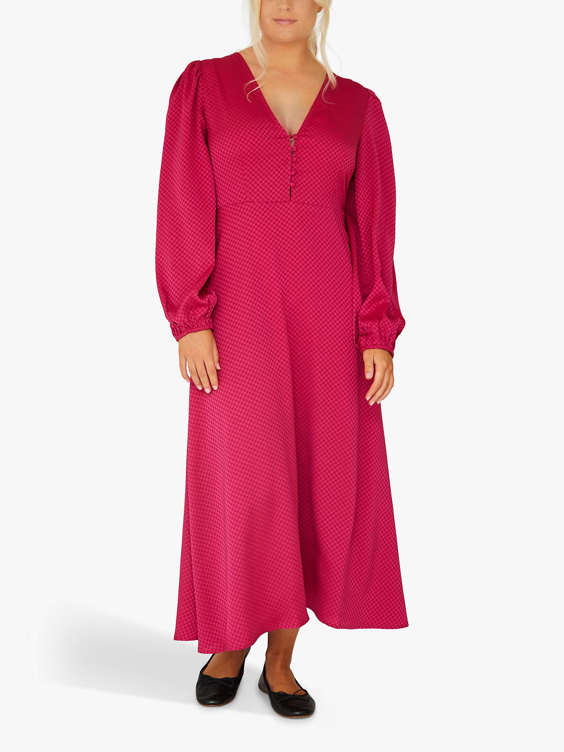 Buy A-VIEW Enitta Long Sleeve Midi Dress, Pink Online at johnlewis.com