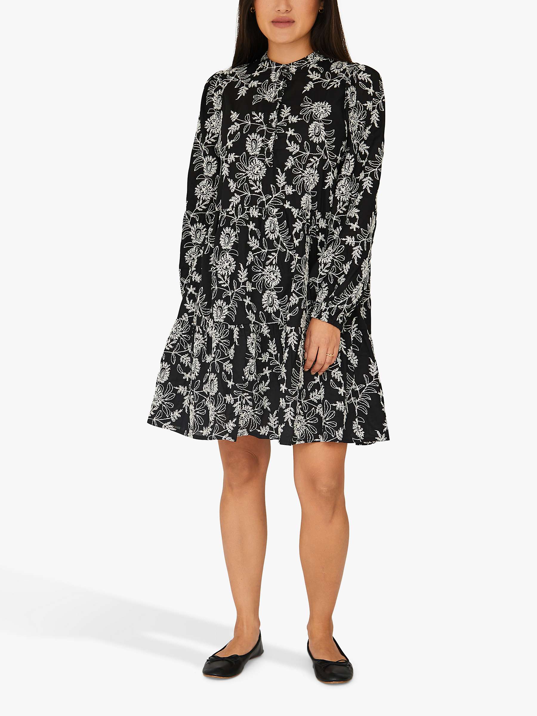Buy A-VIEW Embroidered Dress, Black/Off White Online at johnlewis.com