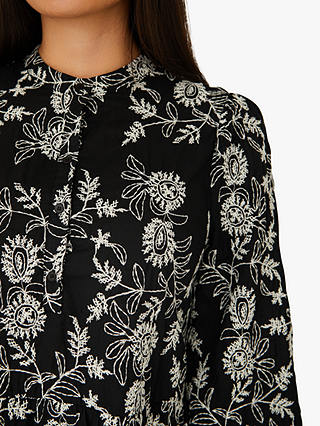 A-VIEW Embroidered Dress, Black/Off White