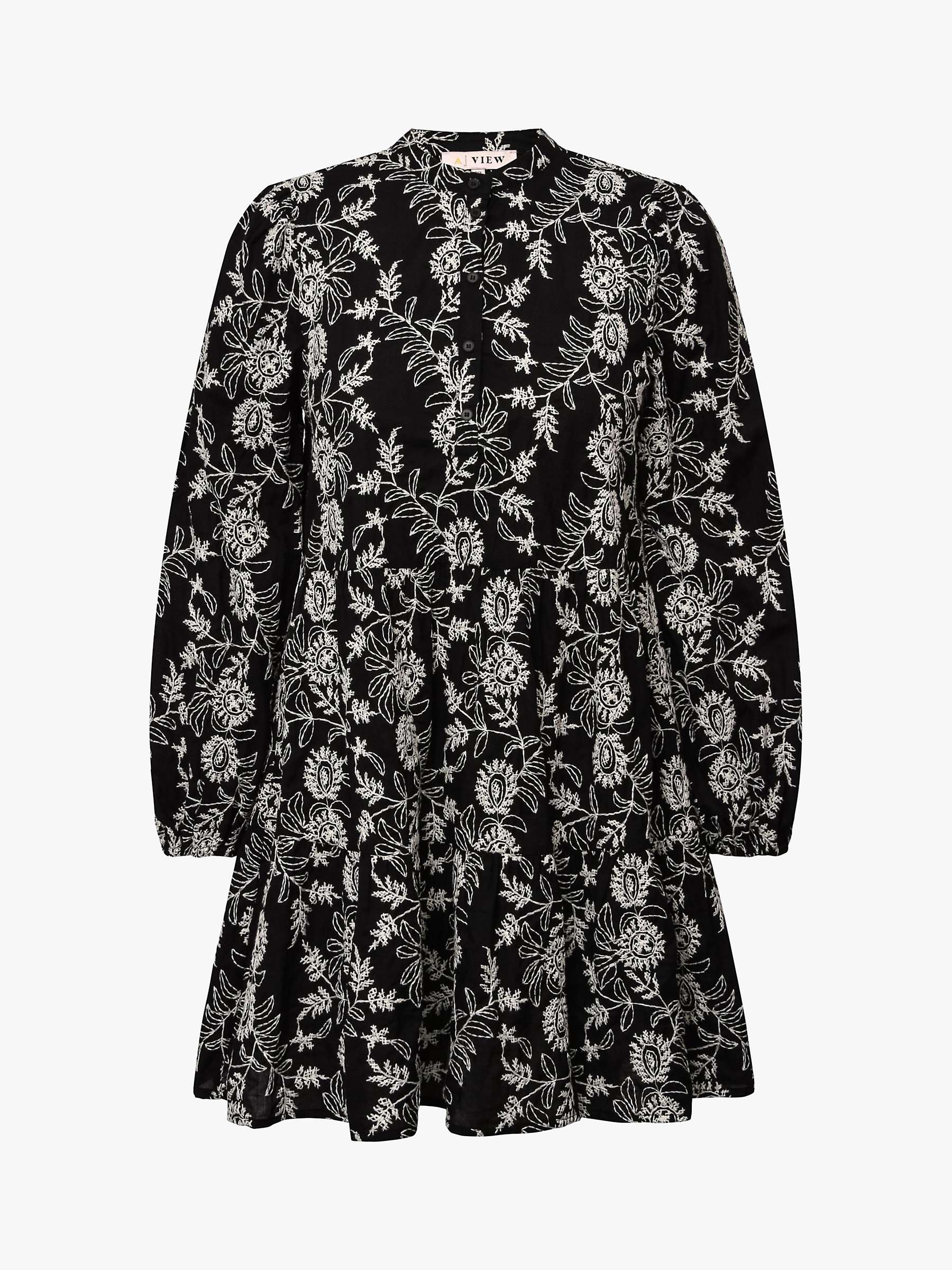 Buy A-VIEW Embroidered Dress, Black/Off White Online at johnlewis.com