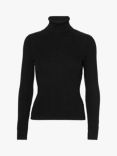 A-VIEW Ribbed Roll Neck Blouse, Black