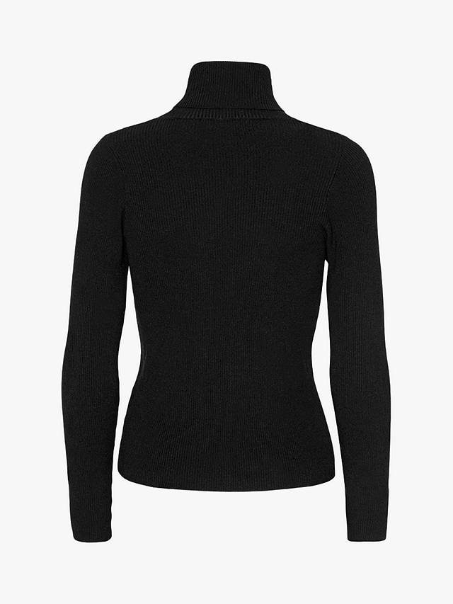 A-VIEW Ribbed Roll Neck Blouse, Black