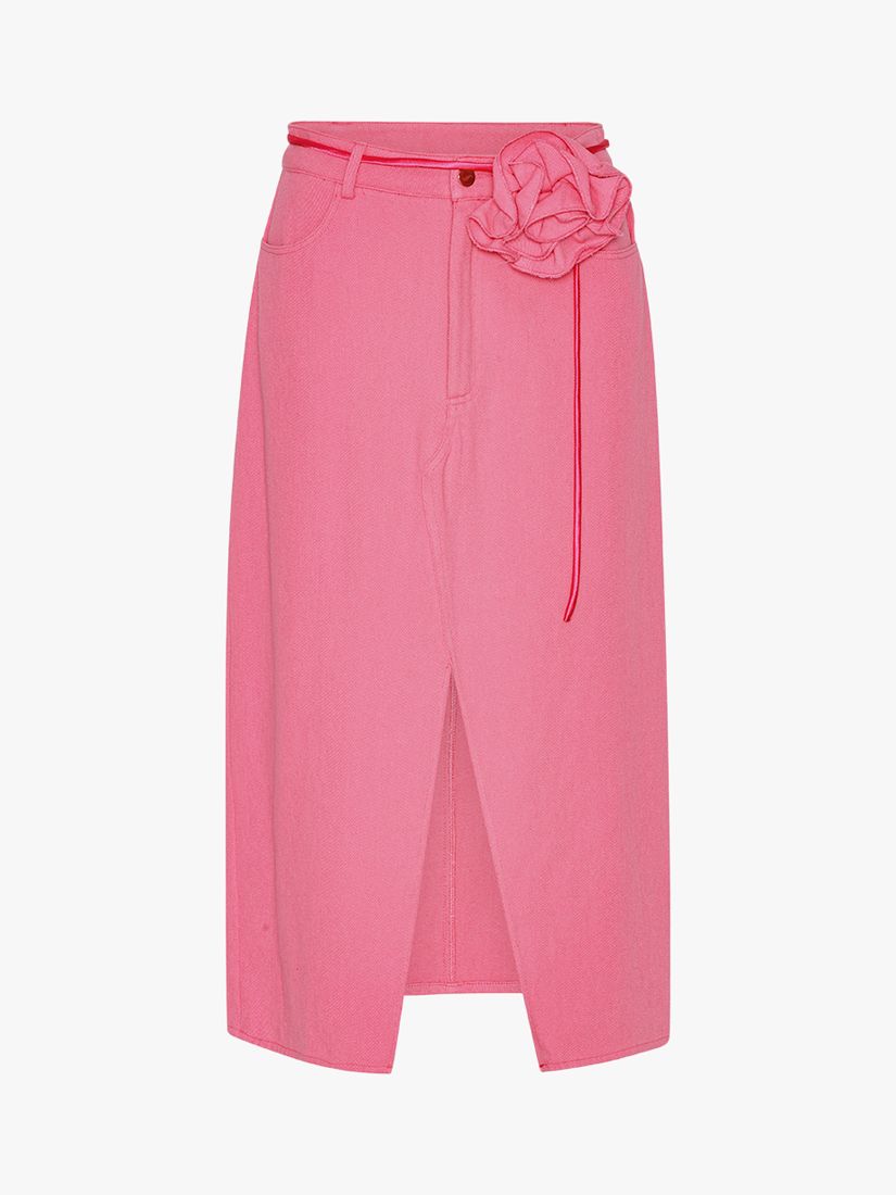 Buy A-VIEW Kana Rose Denim Midi Skirt, Pink Online at johnlewis.com