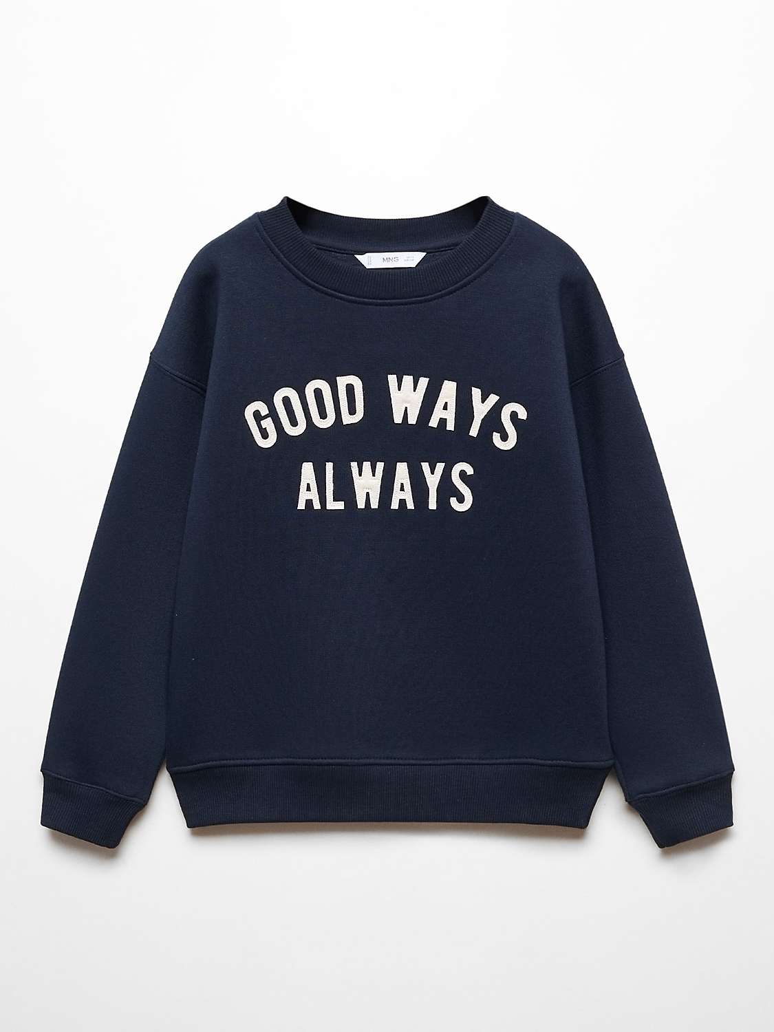 Buy Mango Kids' Good Ways Embroidered Sweatshirt, Navy Online at johnlewis.com