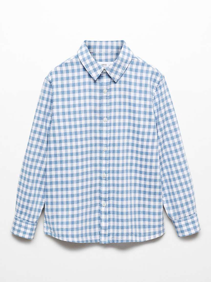 Buy Mango Baby David Gingham Check Long Sleeve Shirt, Pastel Blue Online at johnlewis.com