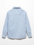 Mango Baby David Gingham Check Long Sleeve Shirt, Pastel Blue