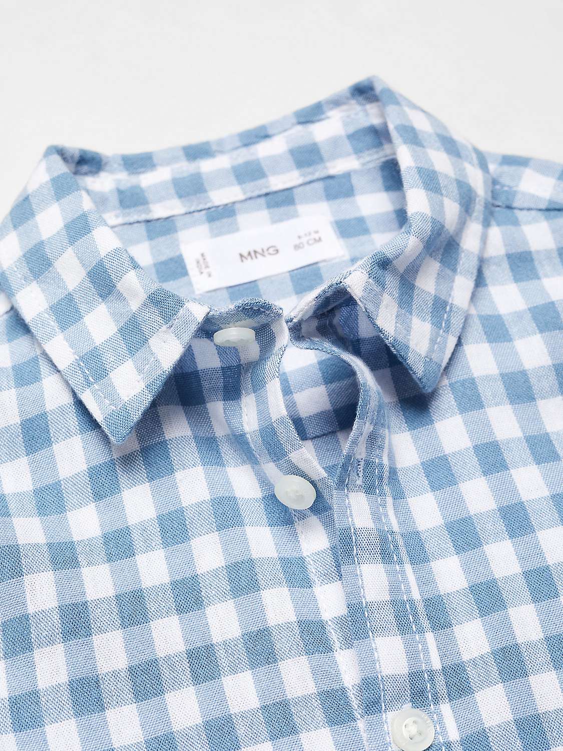 Buy Mango Baby David Gingham Check Long Sleeve Shirt, Pastel Blue Online at johnlewis.com