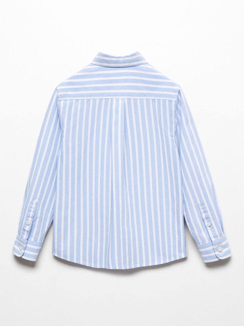 Mango Baby Oliver Regular Fit Stripe Long Sleeve Shirt, Pastel Blue, 2-3 years