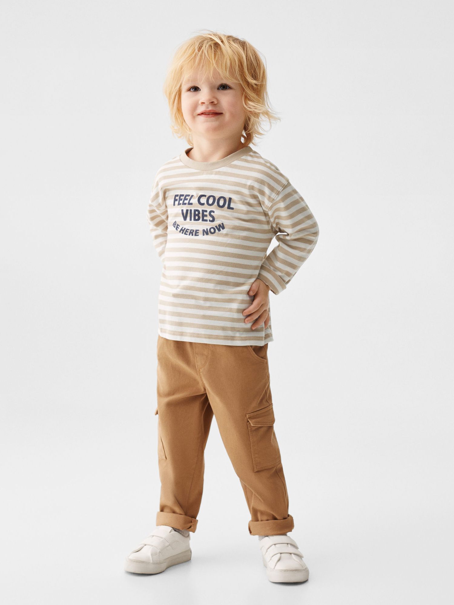 Mango Baby Flores Cargo Trousers, Medium Brown, 12-18 months