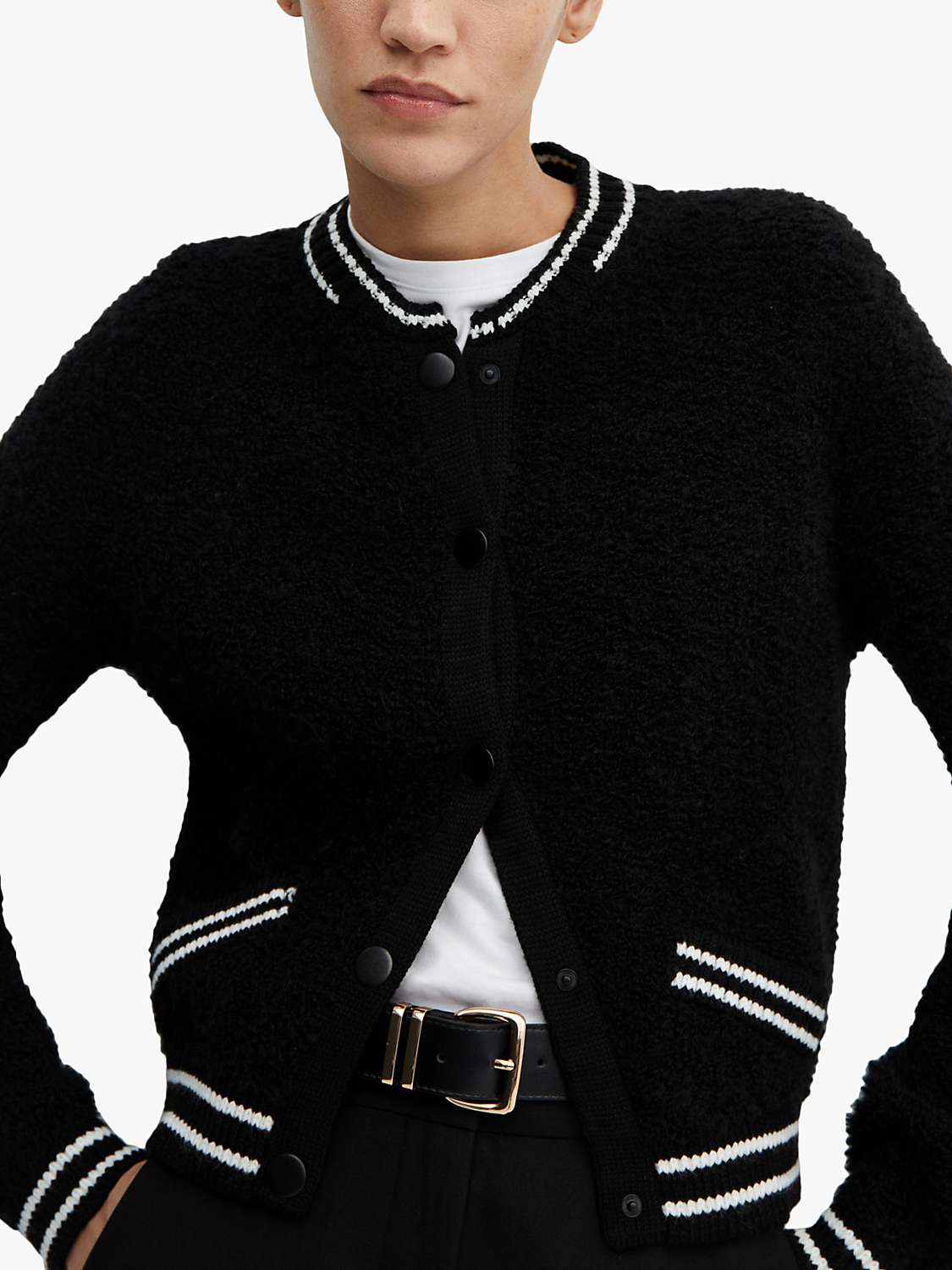 Buy Mango Bruna Knitted Bomber Jacket, Black Online at johnlewis.com