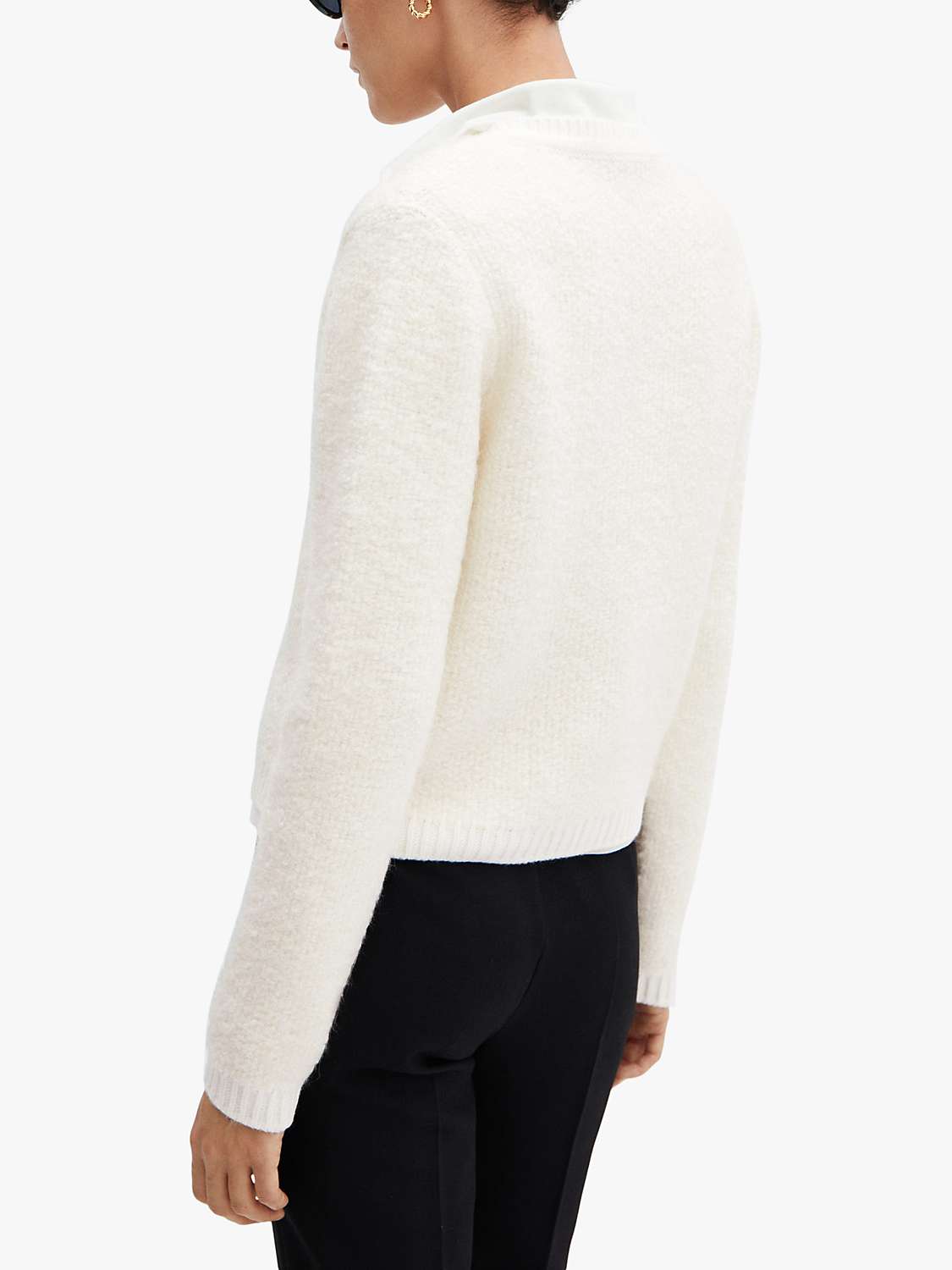 Buy Mango Pearl Textured Button Cardigan, Natural White Online at johnlewis.com