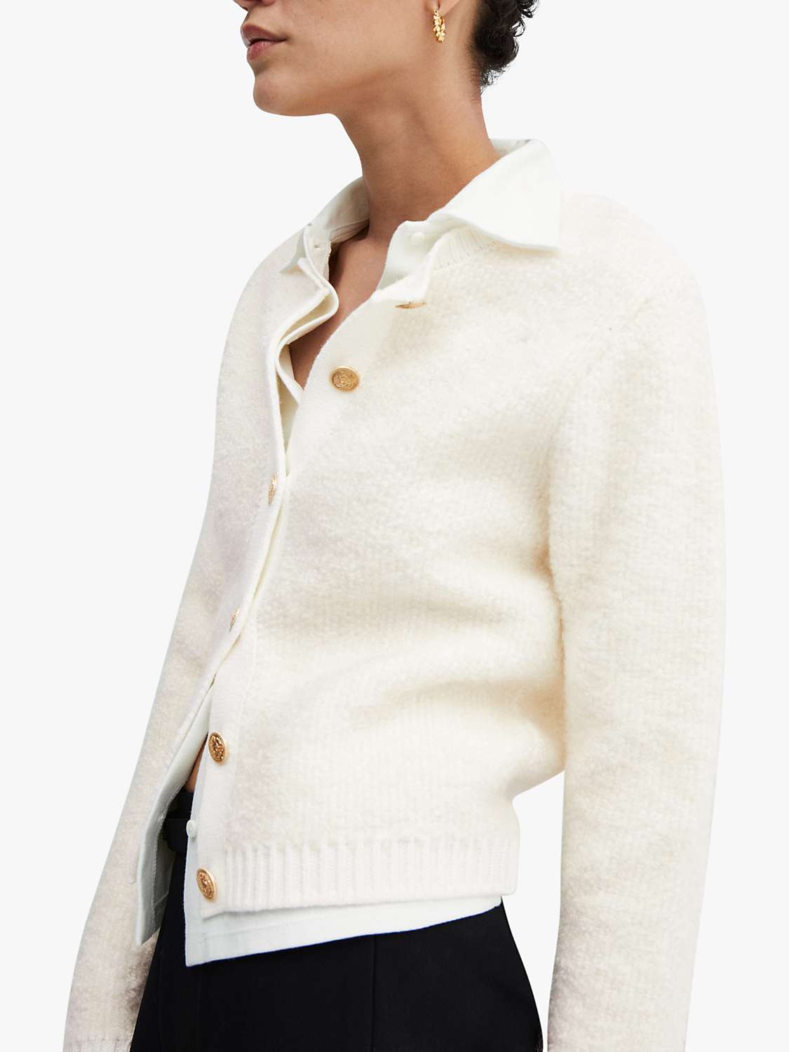 Buy Mango Pearl Textured Button Cardigan, Natural White Online at johnlewis.com